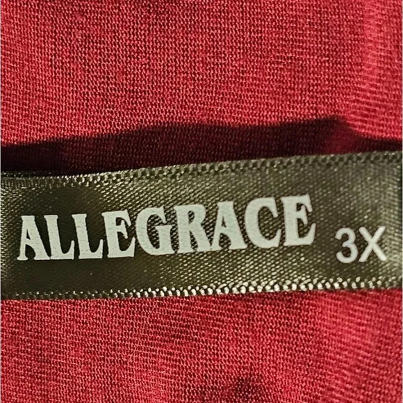 Allegrace Women's 3X Babydoll Style Tunic Long Sleeve Deep Red 30" Long - Picture 6 of 6